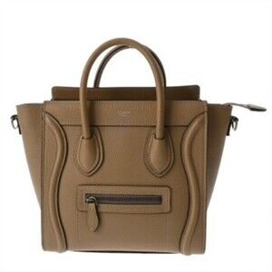 CELINE Luggage Nano 2WAY Dune 189243 Women's Drummed Calf Handbag AB Rank Use...
